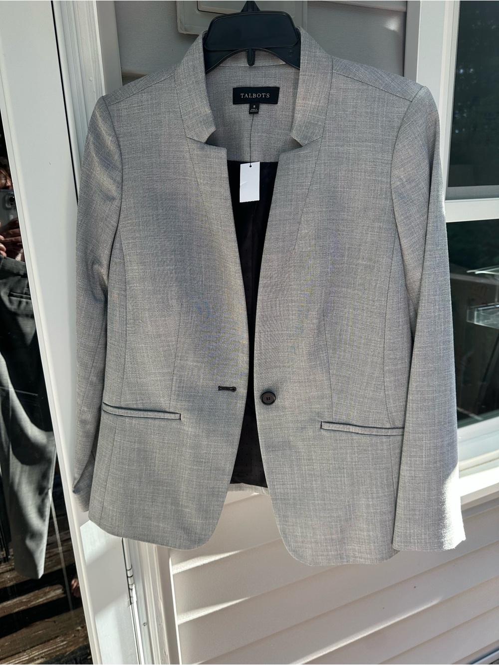 NWT Talbots Light Gray Button Career Blazer Size 8 Business Professional Jacket